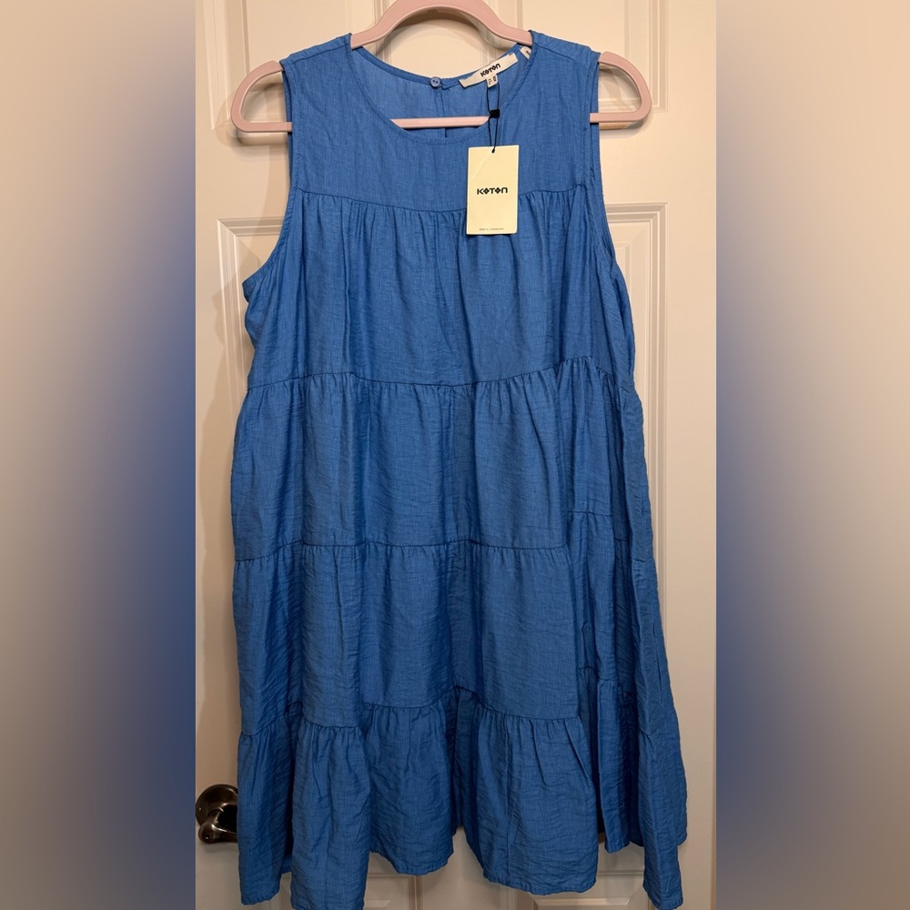 Koton NWT Flowy Blue A-Line Tiered Dress